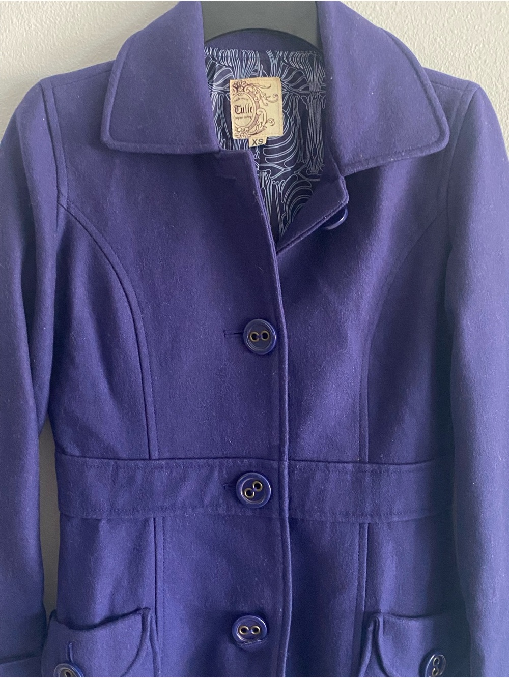 Tulle Women's Deep Purple Wool-Blend Pea Coat